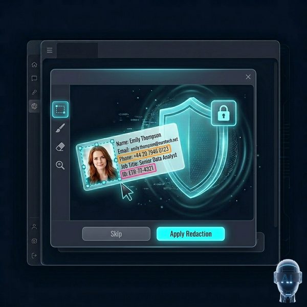 User draws masking boxes over sensitive areas in the review dialog